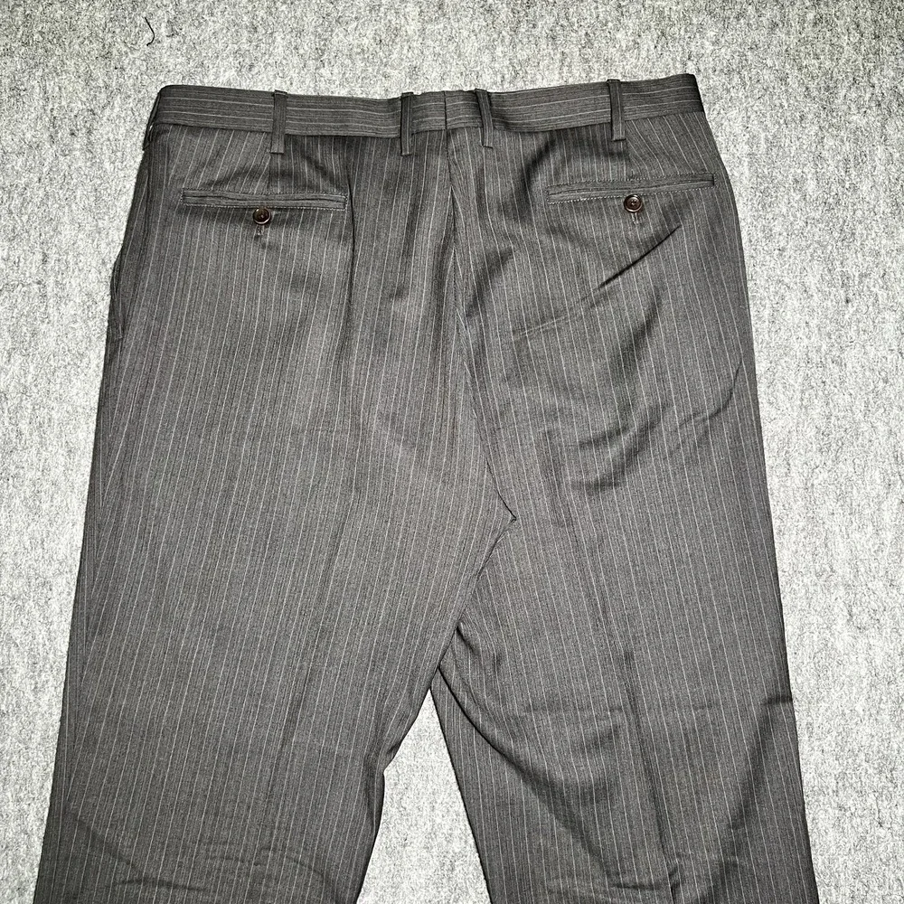 Brooks Brothers 1818 Fitzgerald Pants Men 37 X 29 Black Wool Pin Striped Italy